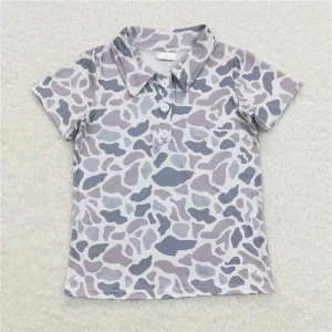 Baby Boys Camouflage Hunting Short Sleeve Tee Shirt Buttons Top Unisex Baby Camo Print Tee for Little Ones